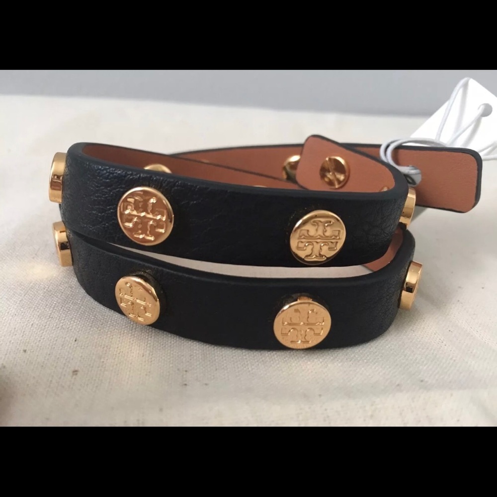 Tory Burch Black & Gold double wrap bracelet